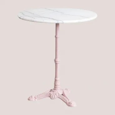 Ronde Bar Tafel Van Moka Marmer Suikerspinroos & Wit Marmer Guangxi & Ø70 Cm - Sklum