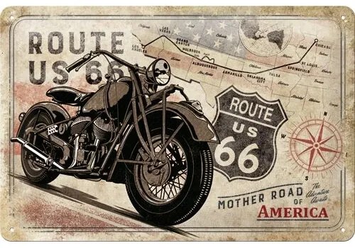 Metalen bord Route 66 - Map