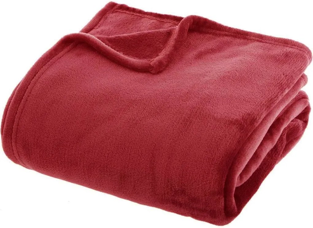 Atmosphera Fleece Plaid - 180 x 230 cm - Warm Rood - Polyester