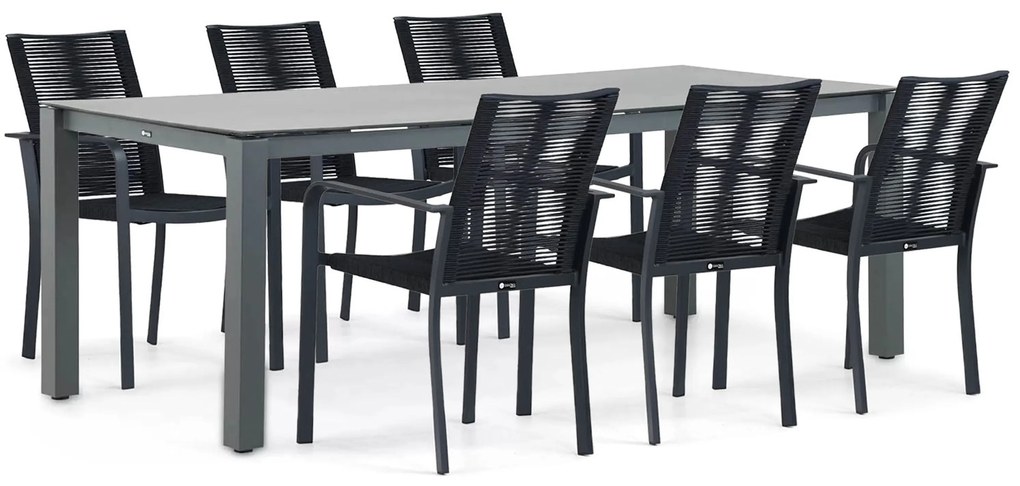 Tuinset 6 personen 220 cm Aluminium/rope Grijs Santika Furniture Santika