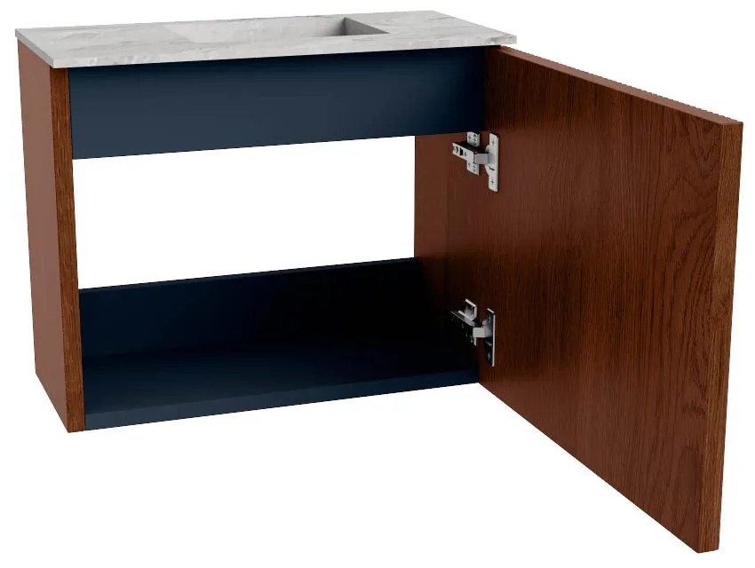 Mondiaz Joya DLux 50cm toiletmeubel ruby met wastafel faye rechts 1 kraangat glace