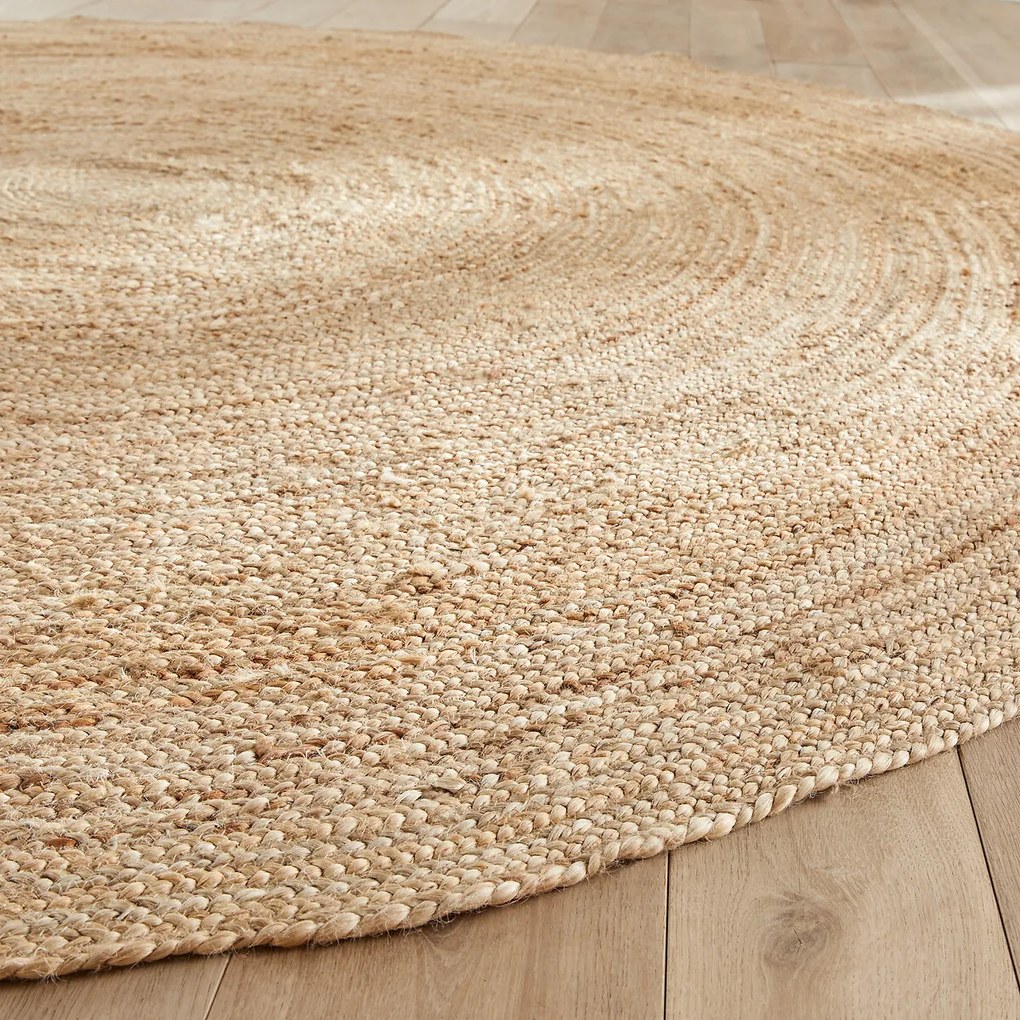 Rond vloerkleedØ250 cm in jute, handgevlochten, Hempy