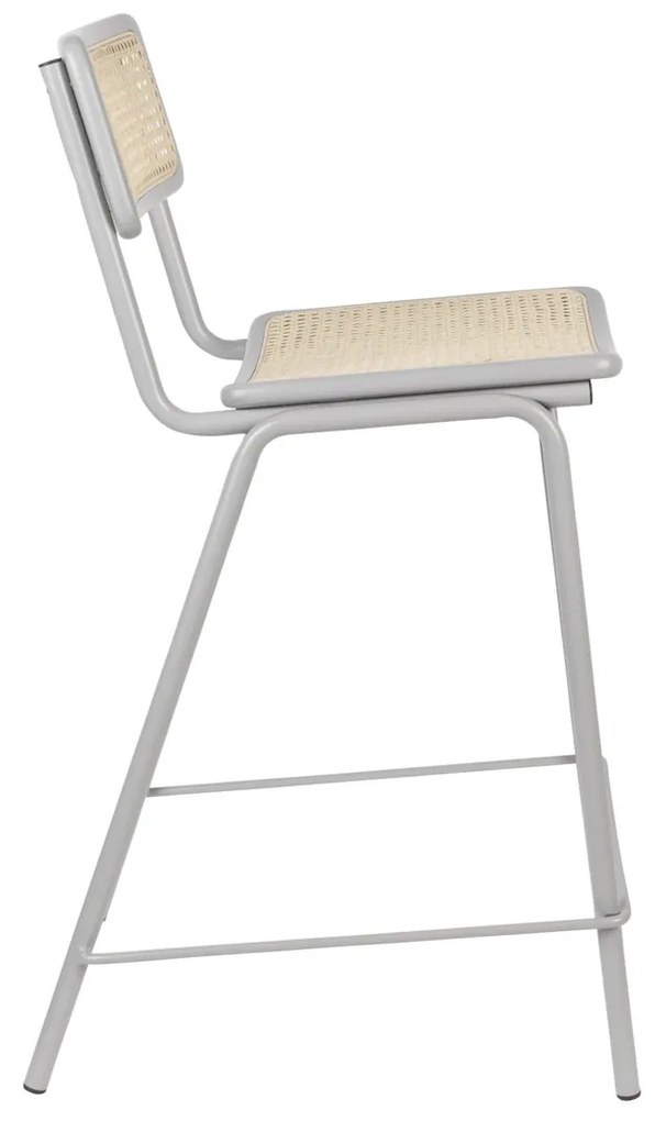 Zuiver Jort Lage Retro Barkruk Met Rotan Grijs