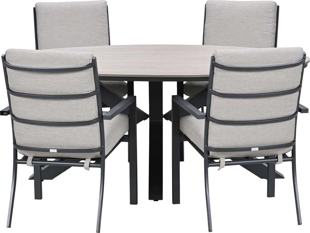 Garden Impressions Senja tuinset 5-delig sandstone - Tulli tuintafel 180x115 cm - light teak vironwood