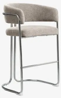 Zithoog Kruk Met Gestoffeerde Rugleuning En Ijzer Zantria ↑75 Cm & Stof Grijs – Taupe - Sklum