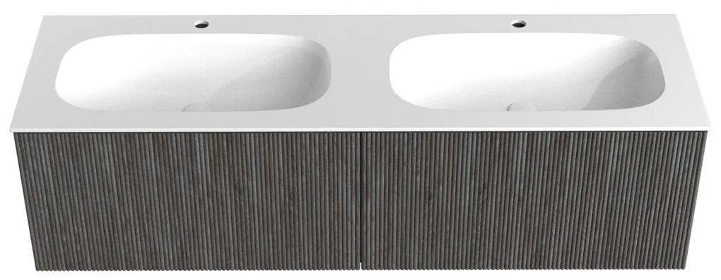 Mondiaz Kurve 150cm badmeubel shadow met 2 lades en wastafel big small dubbel 2 kraangaten