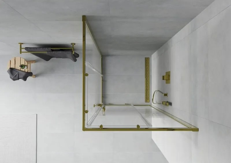 Mexen Rio vierkante douchecabine 80 x 80 cm, transparant, goud - 860-080-080-50-00