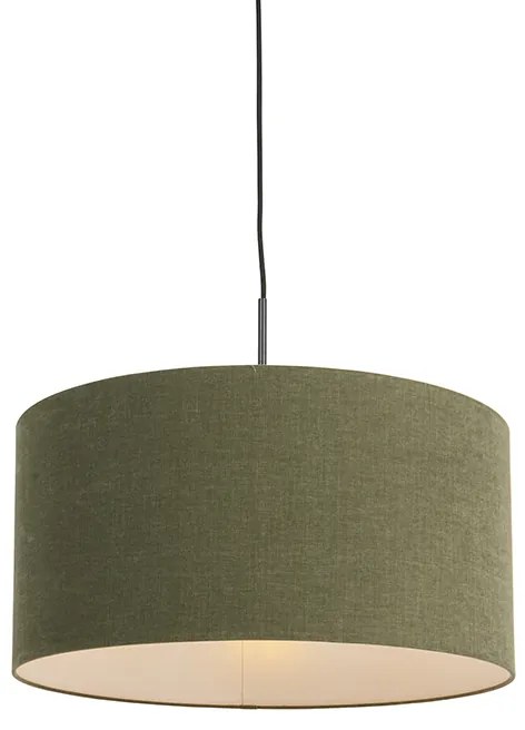 Hanglamp zwart met groene kap 50 cm - Combi 1
