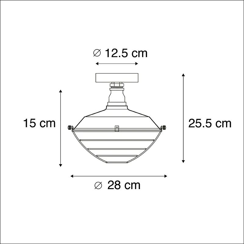 Industriële plafondlamp antiek zilver 25,5 cm - Course Industriele / Industrie / Industrial E27 rond Binnenverlichting Lamp