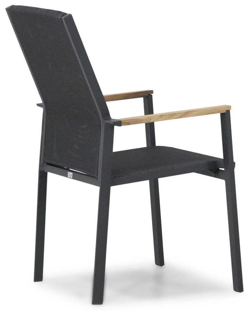 Tuinstoel stapelbaar Aluminium Grijs-antraciet Presto Ricadi met teak arm