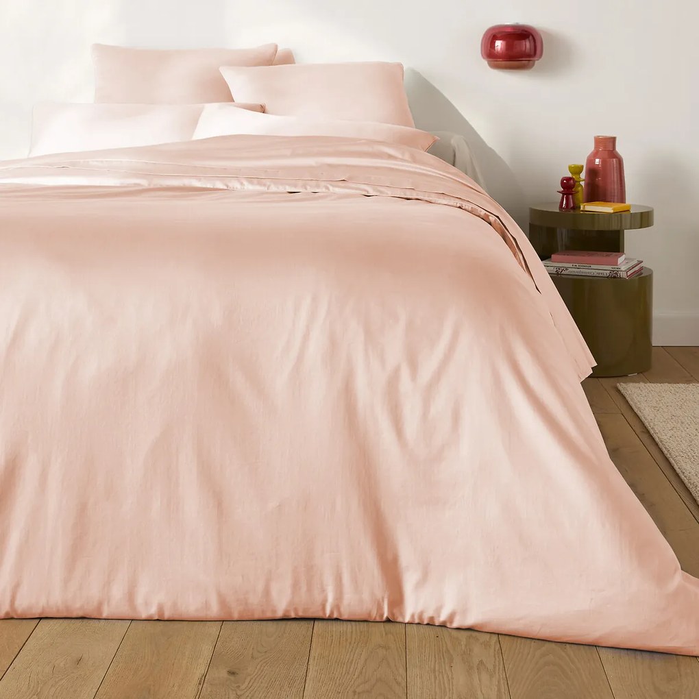 Effen satijnen katoenen bolsterovertrek, 153 draden, Opale