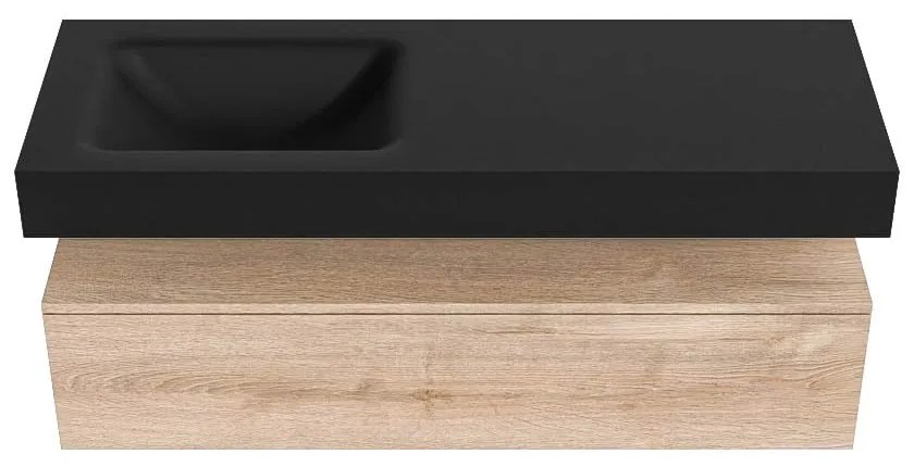 Zaro Alan badmeubel 130cm washed oak 1 lade met vrijhangende wastafel cloud links 1 kraangat urban