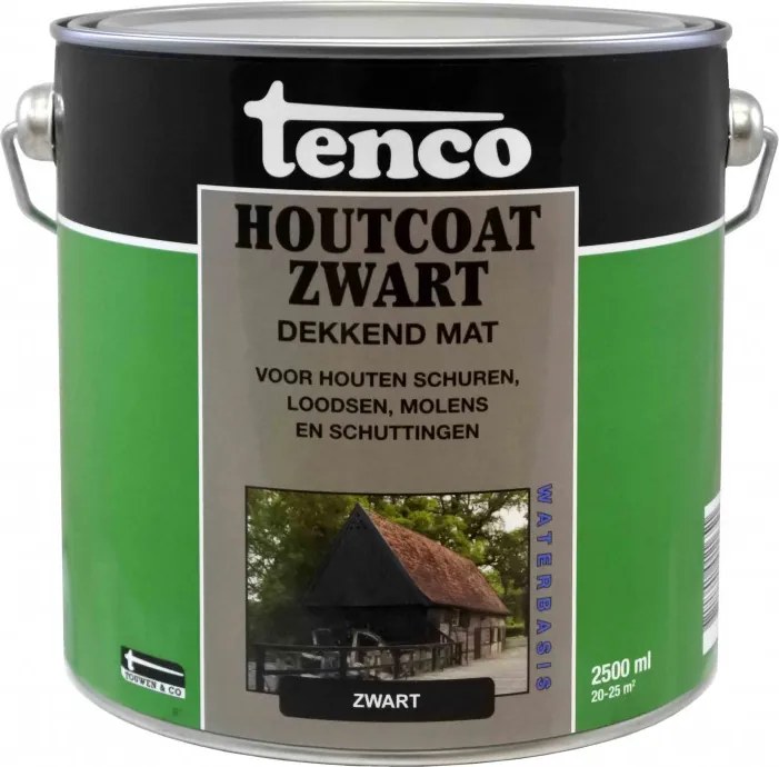Tenco Houtcoat Dekkend Zwart mat - Waterbasis - 2,5 Liter