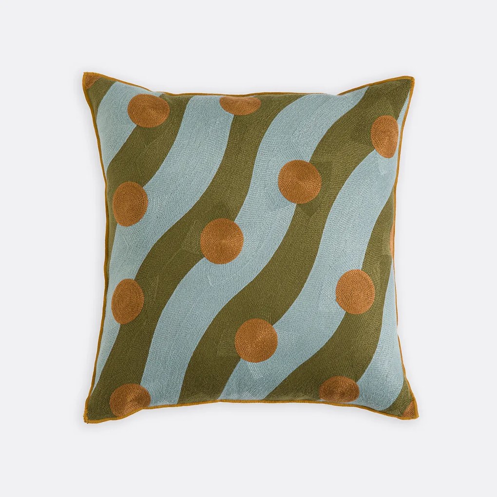 Vierkante kussenhoes 45x45 cm, linnen en geborduurd katoen, TOUMA