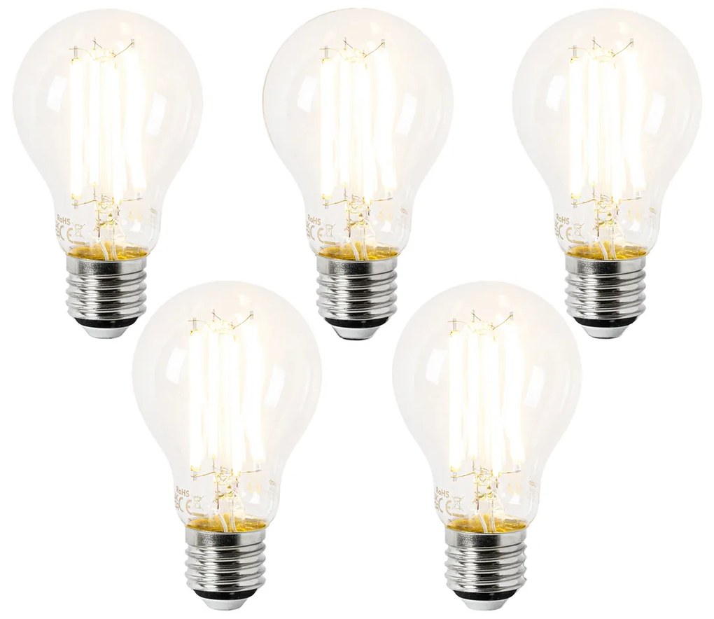 Set van 5 E27 LED lamp A60 helder 3,8W 806 lm 2700K
