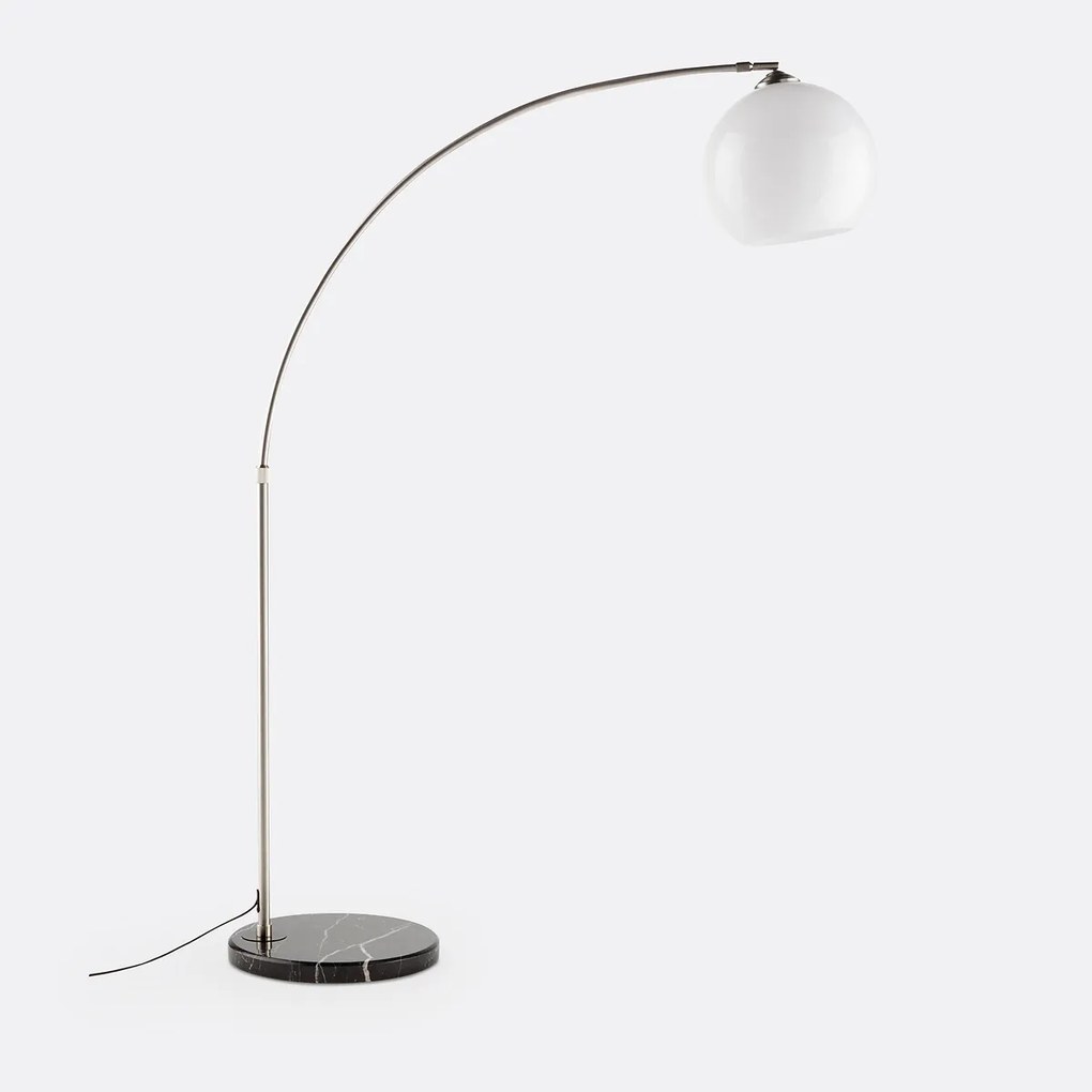 Booglamp in staal, marmer en acryl, Bowata