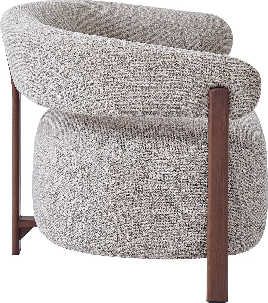 Fauteuil Met Ronde Rugleuning Eiken Beige