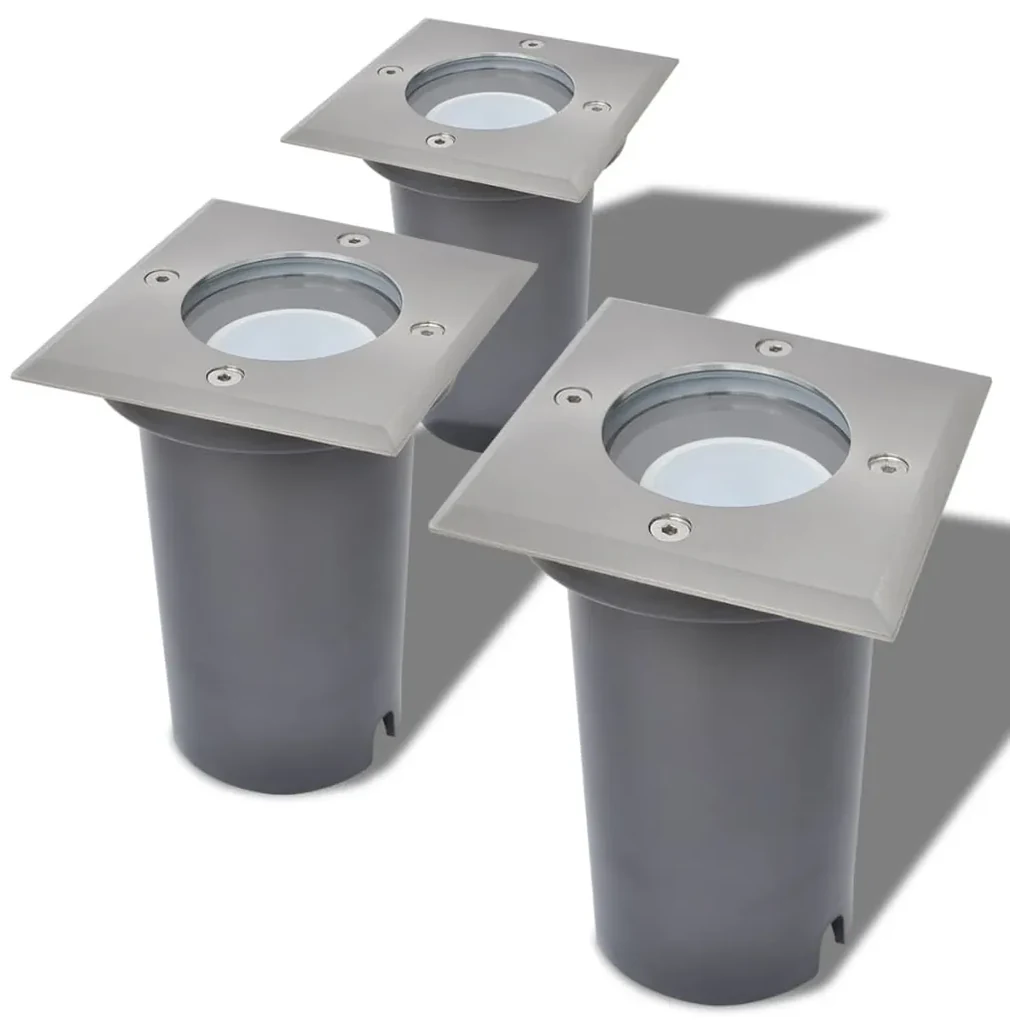 vidaXL LED-grondspots buiten vierkant 3 st