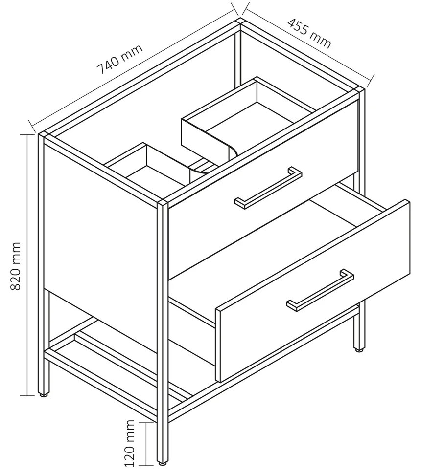 Differnz Industrial onderkast 75cm bruin