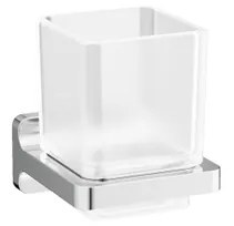Crosswater Rotar Bekerhouder - 8x9.8x9cm - met beker - vierkant - wandmodel - chroom RT003C