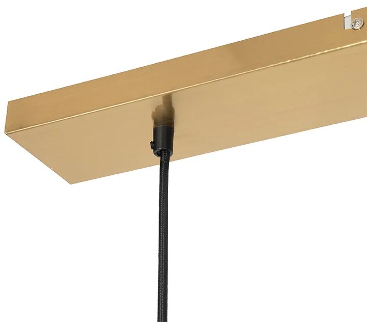 Art deco hanglamp messing met roze glas 3-lichts - Pallon