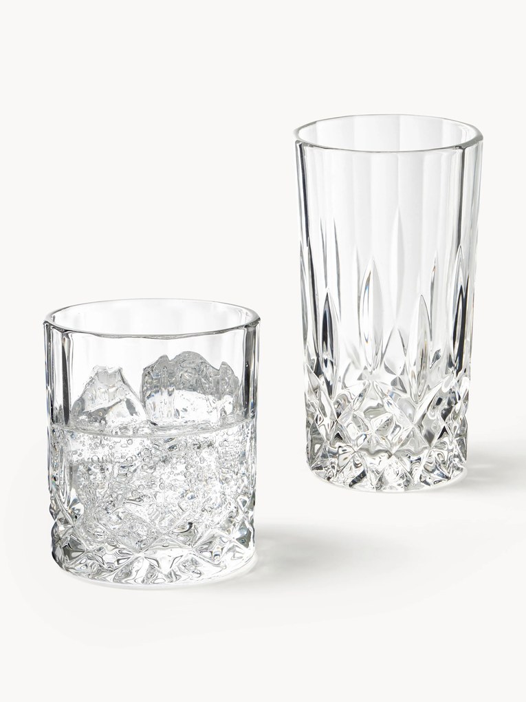 Whisky- & highballglazen George met reliëfpatroon, 8-delig
