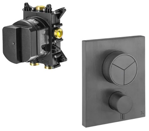 Crosswater Crossbox douchekraan - met inbouwdeel - thermostatisch - geschikt voor 3 functies - push - leisteen SW927994 SW408404