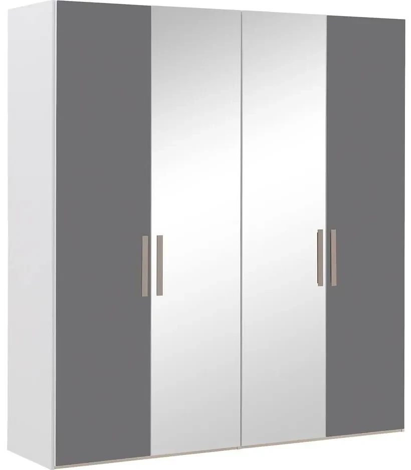 Goossens Kledingkast Easy Storage Ddk, Kledingkast 203 cm breed, 220 cm hoog, 2x glas draaideur en 2x spiegel draaideur midden