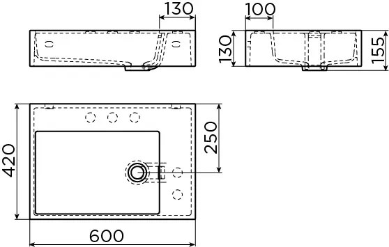 Clou Flush wastafel solid surface 60cm wit mat