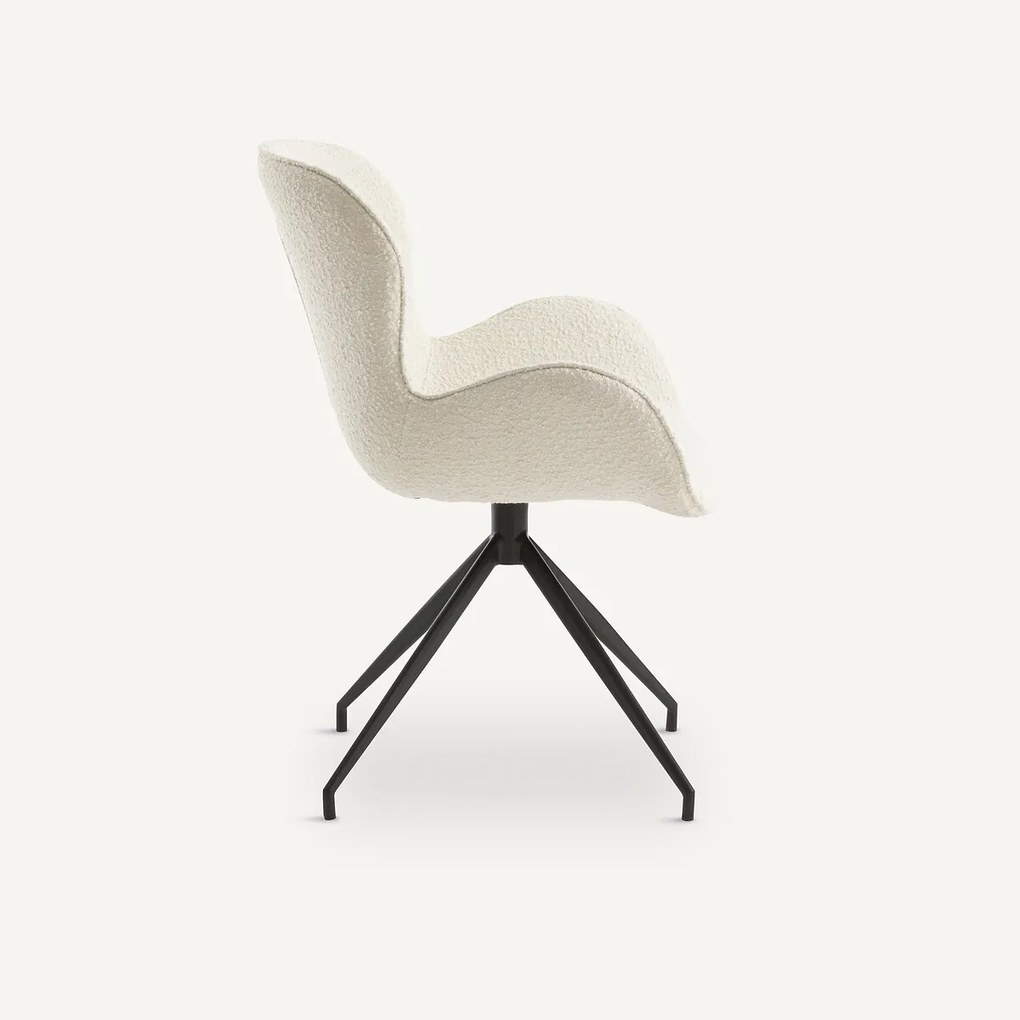 Draaiende tafelfauteuil, bouclé stof, Asyar