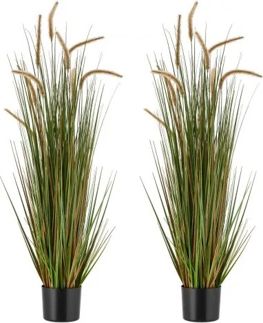 VEVOR Kunstgras Plant, 2-Pack 1194 mm Paardenstaart Rietgras in Pot, PVC Kunstplant, Kunstmatige Groene Planten, Struiken voor Huis, Tuin, Kantoor, Kamerdecoratie, Housewarming Party, Groen