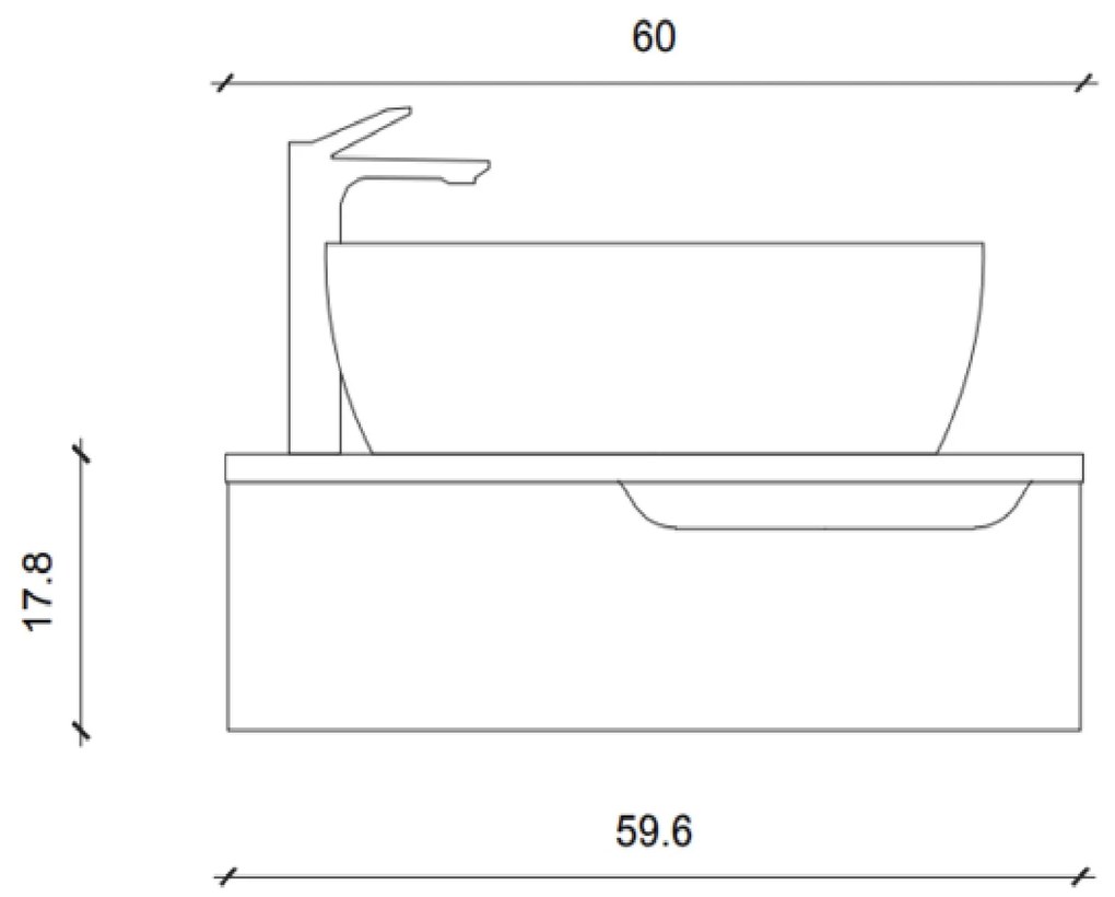 Sanigoods Aven badmeubel 60cm eiken met waskom wit mat