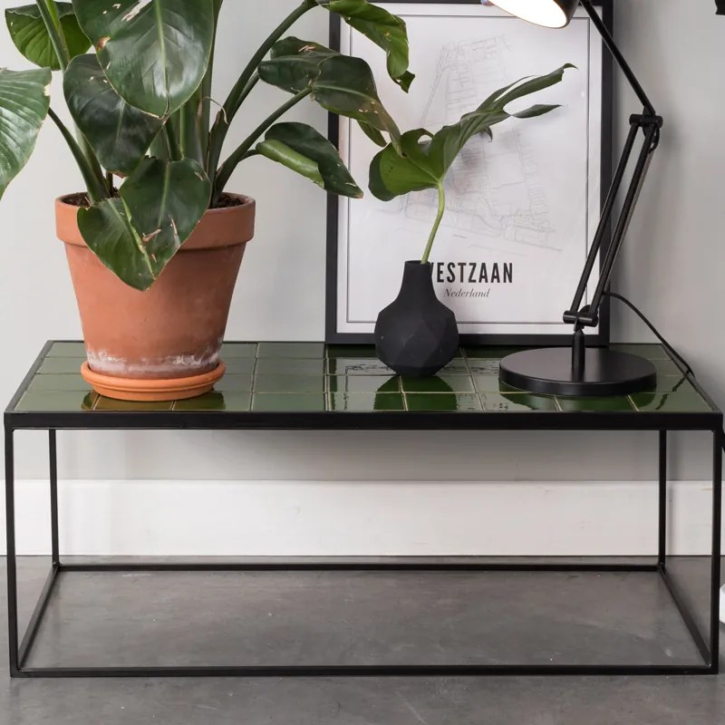 Zuiver Glazed Salontafel Met Groene Tegels - 93 X 43cm.