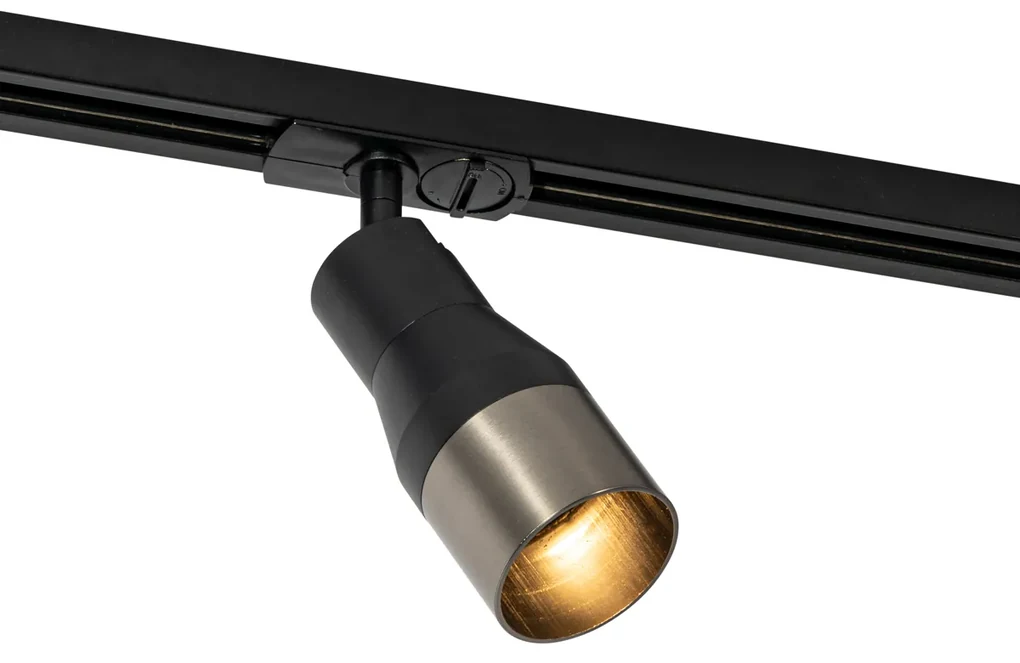 Moderne spot zwart met gunmetal voor railsysteem 1-fase GU10 50mm ...