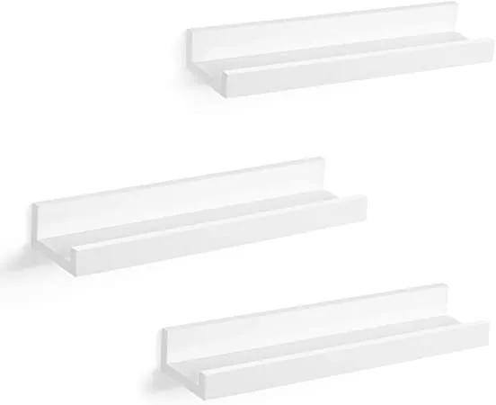 Loods 1 Wandplank met verhoogde rand - Ewit - u-vorm - 3 stuks - 38 x 10 x 5/2 cm