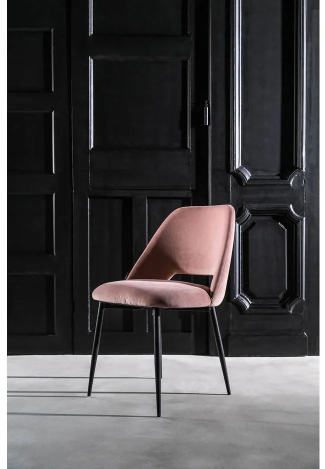 Goossens Eetkamerstoel Emma roze microvezel leuning, elegant chic
