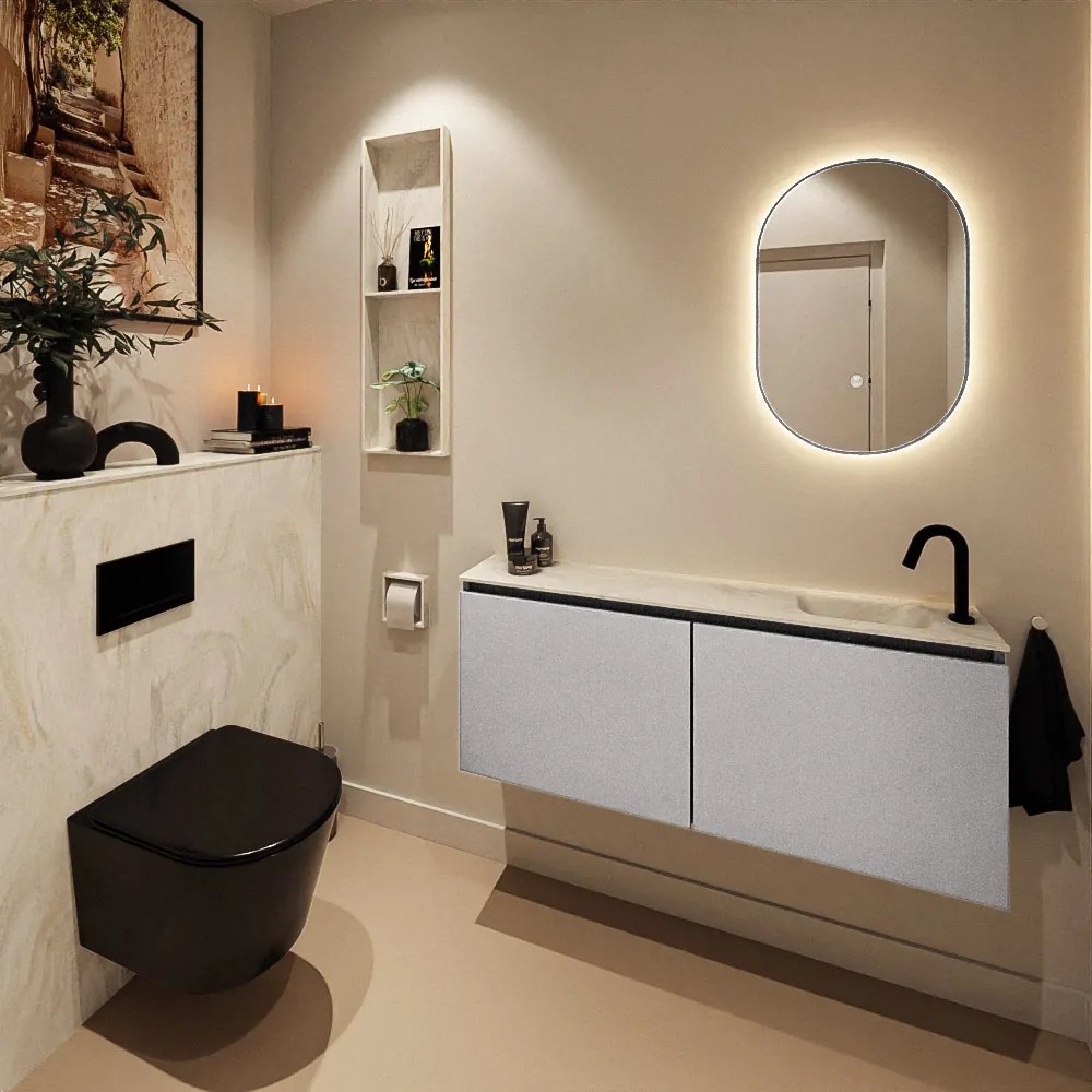 Mondiaz Ture DLux toiletmeubel 120cm plata met wastafel ostra rechts met kraangat