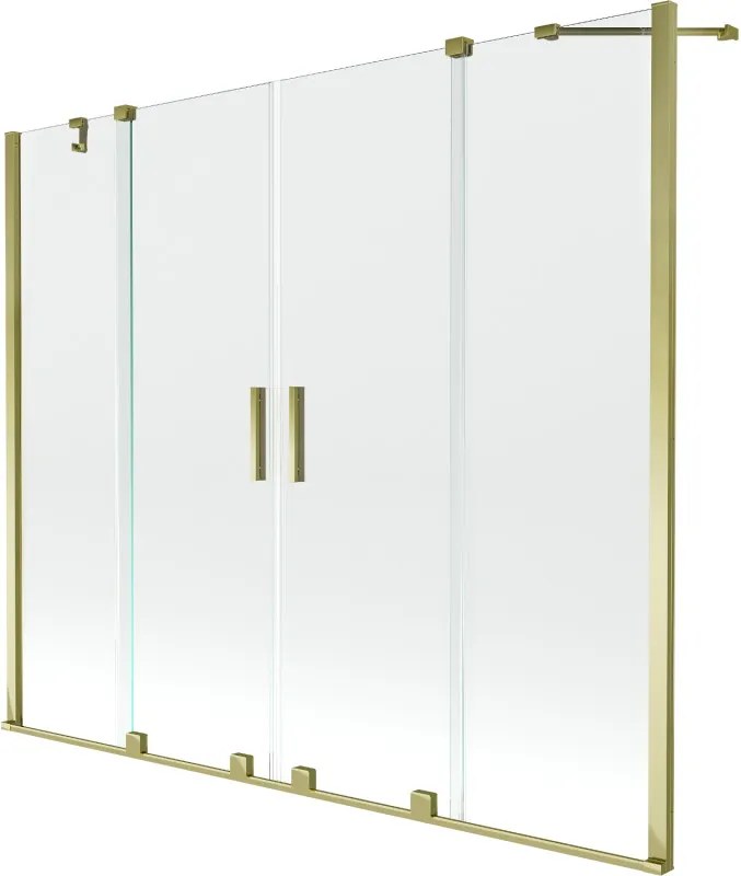 Mexen Velar Duo badscherm 2-delig schuifbaar 180 x 150 cm, transparant, goud - 896-180-000-02-50