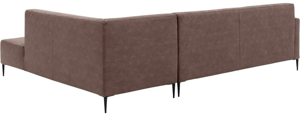 Goossens  Key West bruin, micro leer, 3-zits, modern design met ligelement rechts