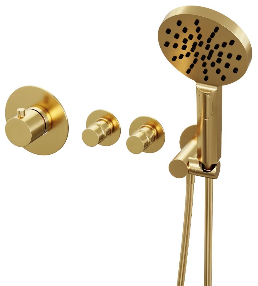 Brauer Gold Edition inbouw badkraan met badvulcombinatie en 3 standen handdouche geborsteld messing PVD