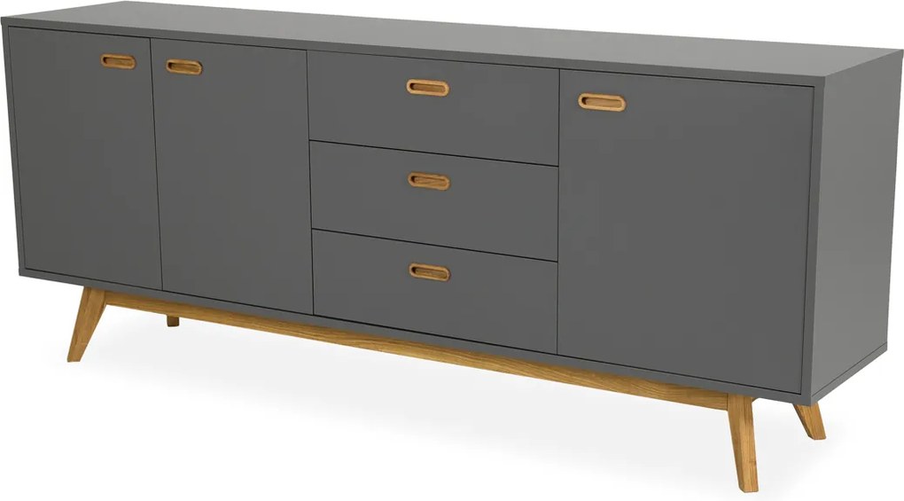 Tenzo Bess Mat Grijs Dressoir Eiken - 200x43x82cm.