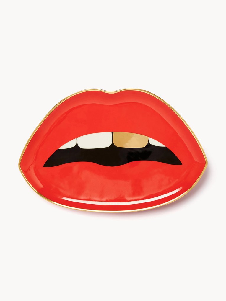 Porselein decoratief dienblad Lips met goudkleurig