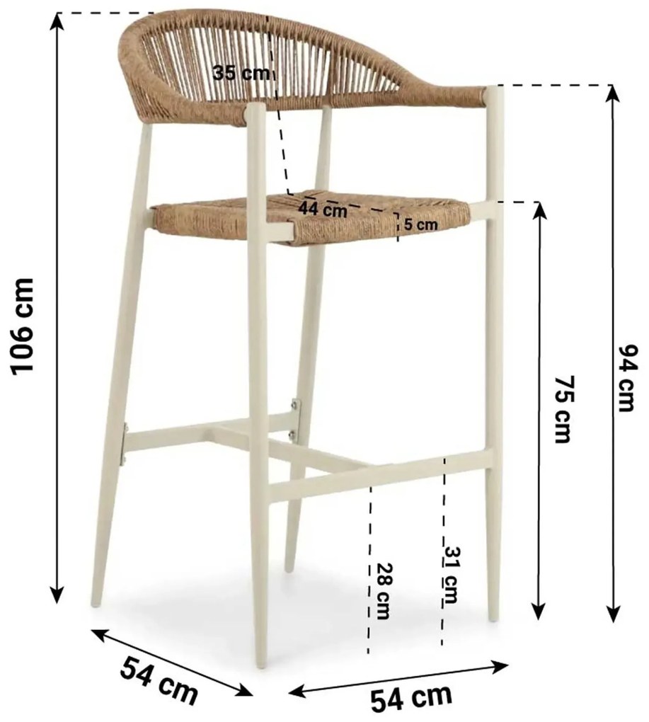 Barset 4 personen 150 cm Rope Taupe De Laan Projects