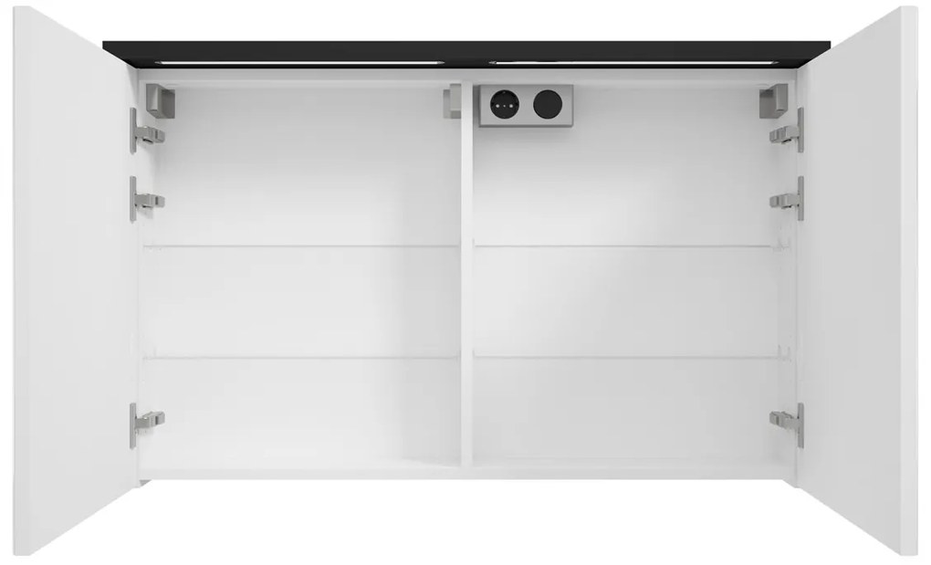 Fontana Grado spiegelkast met verlichting 100cm 2 deuren zwart mat