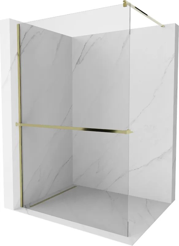 Mexen Kioto+ douchewand met plank Walk-in 70 x 200 cm, transparant, goud - 800-070-121-50-00