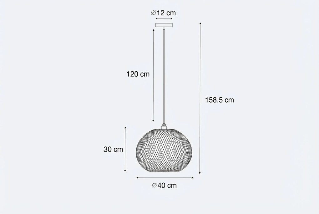 Oosterse Buiten Hanglamp Bamboe IP - Rafael Staal Taupe