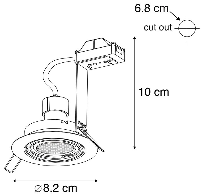 Set van 6 Inbouwspot zwart draai- en kantelbaar - Ude Honey GU10 Binnenverlichting Lamp