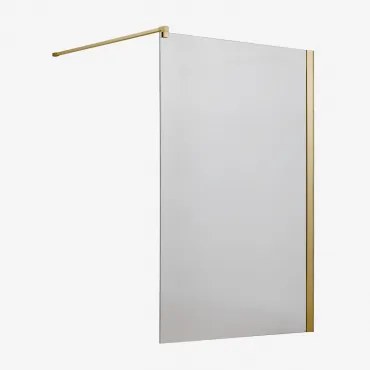 Vaste Douchewand Met 8 Mm Gehard Glas En Bristol Aluminium Geborsteld Goud & Transparant & 120 X 195 Cm - Sklum
