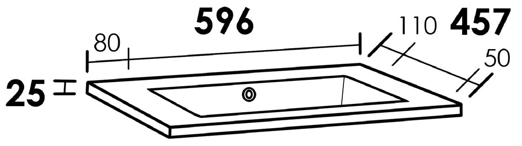 Sanituba Bologna wastafel mineraalmarmer zonder kraangaten 60cm