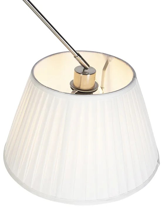 Hanglamp staal met plisse kap crème 35 cm - Blitz